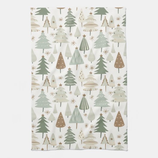 Elegant Saga groen kerstbomen patroon Theedoek (Verticaal)