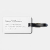 Elegant Sage and White Quatrefoil Monogram Bagagelabel (Achterkant horizontaal)