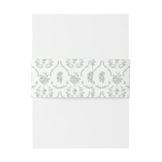 Elegant Sage Baroque Roses Wedding Uitnodigingen Wikkel (Achterkant Voorbeeld)