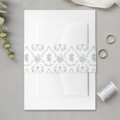 Elegant Sage Baroque Roses Wedding Uitnodigingen Wikkel