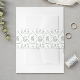 Elegant Sage Baroque Roses Wedding Uitnodigingen Wikkel