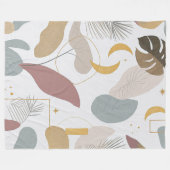 Elegant Sage & Blush Abstract Botanical Throw Blan Fleece Deken (Voorkant (Horizontaal))