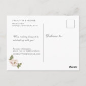 Elegant Sage & Blush Peony Floral Save the Date Briefkaart (Achterkant)
