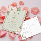 Elegant Sage & Blush Peony Floral Save the Date Briefkaart