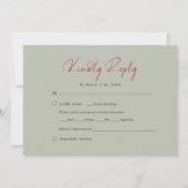 Elegant Sage & Blush Peony Floral Wedding RSVP Kaart (Achterkant)