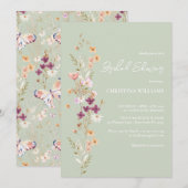 Elegant Sage Boho Wildflower Vrijgezellenfeest Kaart (Voorkant / Achterkant)