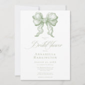 Elegant Sage Bow Toile French Bridal Shower Kaart (Voorkant)