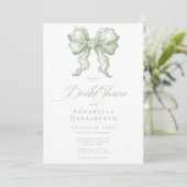Elegant Sage Bow Toile French Bridal Shower Kaart (Staand voorkant)