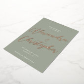 Elegant Sage Calligraphy Wedding Save the Date Folie Uitnodiging (Gedraaid)