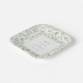 Elegant Sage Chinoiserie Wedding Papieren Bordje (Gebogen)