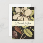Elegant Sage Cream Magnolia Script Floral Busines Bedankkaart (Voorkant / Achterkant)
