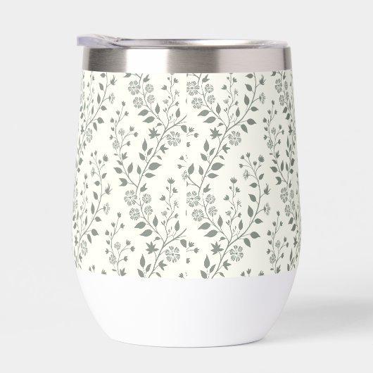 Elegant Sage Cream Minimalist Boho Floral Pattern (Rechts)