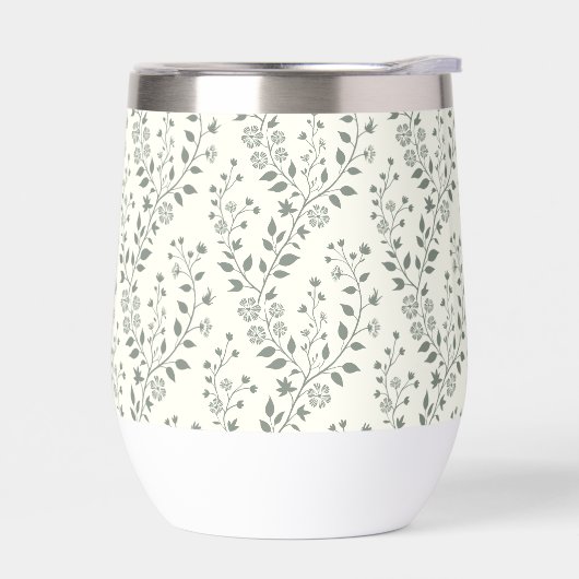 Elegant Sage Cream Minimalist Boho Floral Pattern (Links)