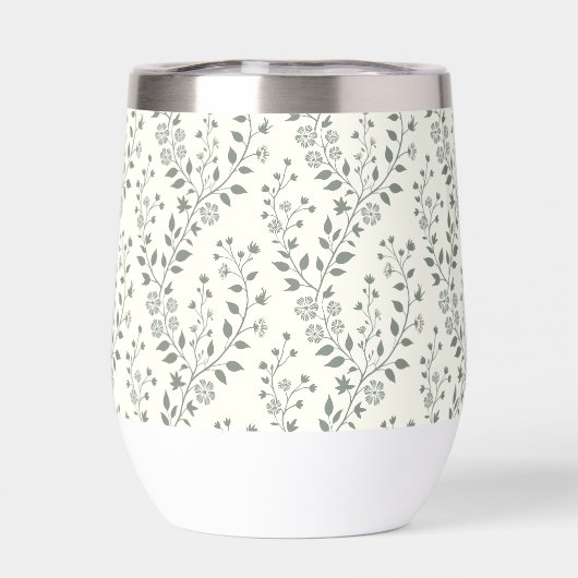 Elegant Sage Cream Minimalist Boho Floral Pattern (Achterkant)