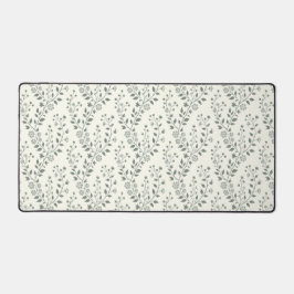 Elegant Sage Cream Minimalist Boho Floral Pattern Bureaumat