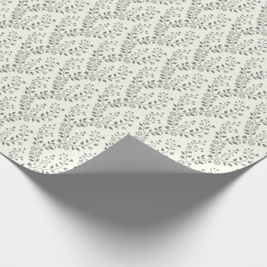 Elegant Sage Cream Minimalist Boho Floral Pattern Cadeaupapier (Hoek)