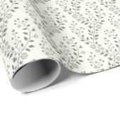Elegant Sage Cream Minimalist Boho Floral Pattern Cadeaupapier (Rol Hoek)