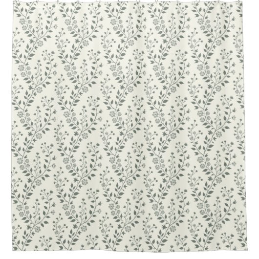 Elegant Sage Cream Minimalist Boho Floral Pattern Douchegordijn (Voorkant)