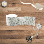 Elegant Sage Cream Minimalist Boho Floral Pattern Grosgrain Lint