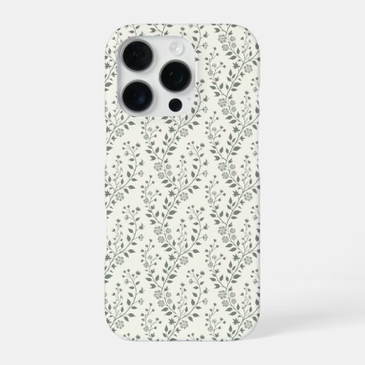 Elegant Sage Cream Minimalist Boho Floral Pattern iPhone Hoesje (Achterkant)