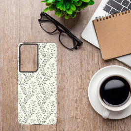 Elegant Sage Cream Minimalist Boho Floral Pattern Samsung Galaxy Hoesje