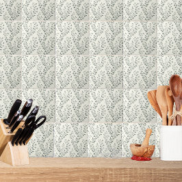 Elegant Sage Cream Minimalist Boho Floral Pattern Tegeltje