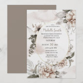 Elegant Sage Cream Waterverf Floral Baby shower Kaart (Voorkant / Achterkant)