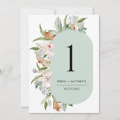 Elegant Sage, Earthy Blooms Wedding Table Number (Voorkant)