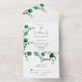 Elegant Sage | Emerald Green Eucalyptus Foliage All In One Uitnodiging (Binnen)