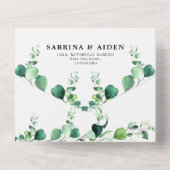 Elegant Sage | Emerald Green Eucalyptus Foliage All In One Uitnodiging (Achterkant)