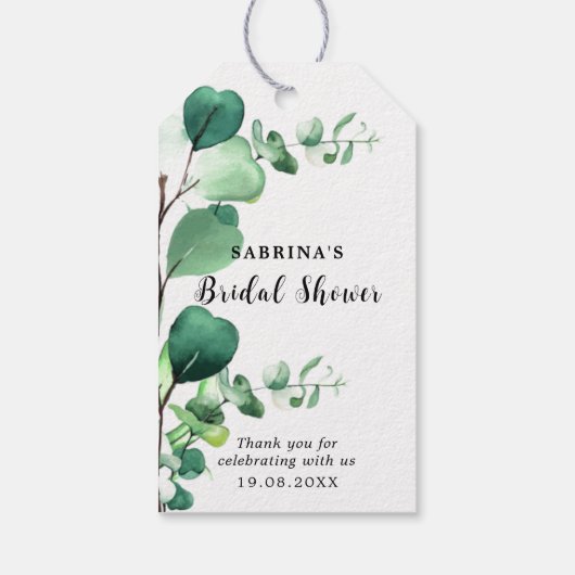Elegant Sage | Emerald Green Eucalyptus Foliage Cadeaulabel (Achterkant)