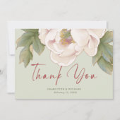 Elegant Sage en Blush Peony Flower Photo Wedding Bedankkaart (Voorkant)