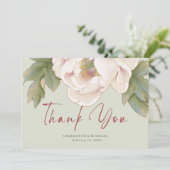 Elegant Sage en Blush Peony Flower Photo Wedding Bedankkaart (Staand voorkant)