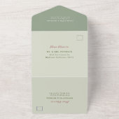 Elegant Sage en Blush Peony Roos Floral Wedding All In One Uitnodiging (Buitenkant)