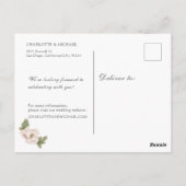 Elegant Sage en Blush Pink Peony Save the Date Briefkaart (Achterkant)
