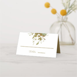 Elegant Sage en Gold Greenery Waterverf Plaatskaartje