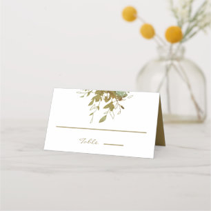 Elegant Sage en Gold Greenery Waterverf Plaatskaartje