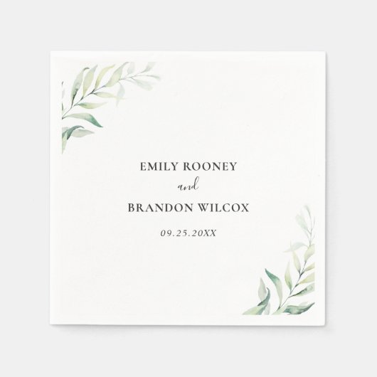 Elegant Sage Eucalyptus Greenery Wedding Servet (Voorkant)