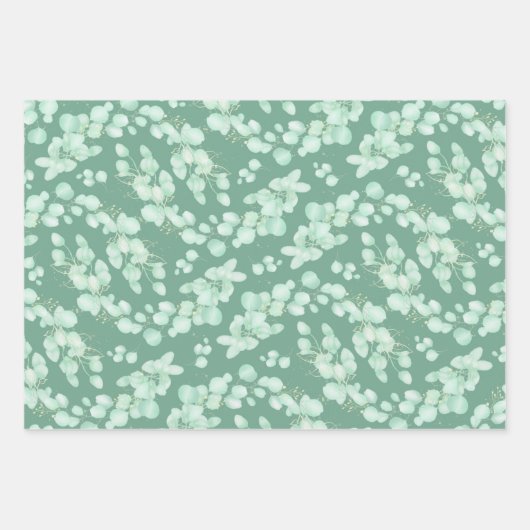 Elegant Sage Eucalyptus Inpakpapier Vel (Voorkant 3)
