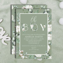 Elegant Sage Floral Oh Boy Baby shower