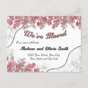 Elegant Sage Folie  Roze Foliage Nieuw Adres Briefkaart