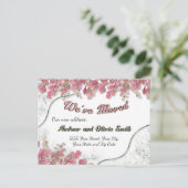 Elegant Sage Folie  Roze Foliage Nieuw Adres Briefkaart (Staand voorkant)