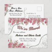 Elegant Sage Folie  Roze Foliage Nieuw Adres Briefkaart (Voorkant / Achterkant)