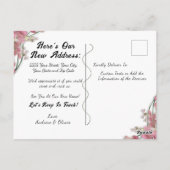 Elegant Sage Folie  Roze Foliage Nieuw Adres Briefkaart (Achterkant)