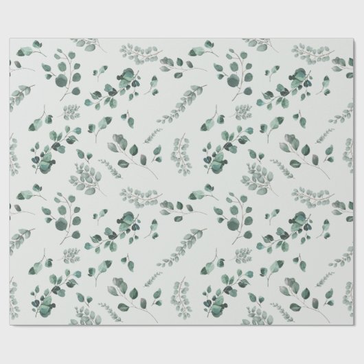 Elegant Sage & Forest Green Eucalyptus Waterverf Cadeaupapier (Vlak)
