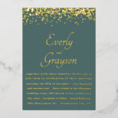 Elegant Sage Forest Green Gold Confetti Wedding Folie Uitnodiging (Voorkant)