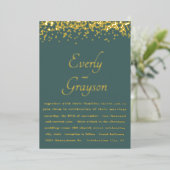 Elegant Sage Forest Green Gold Confetti Wedding Folie Uitnodiging (Staand Voorkant)