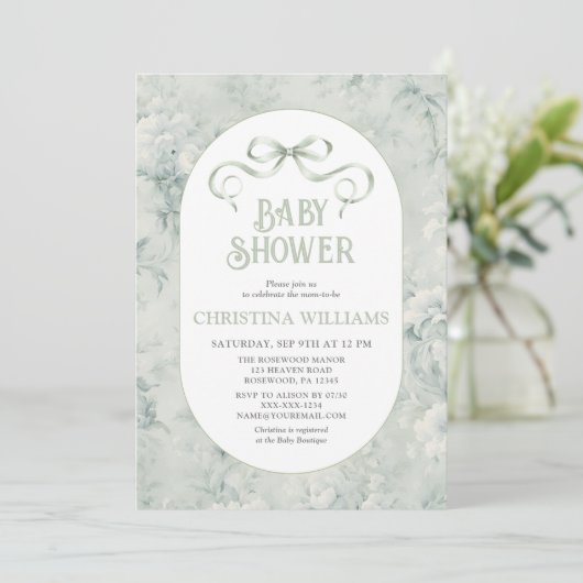 Elegant Sage Genderneutraal Baby shower Kaart (Staand voorkant)