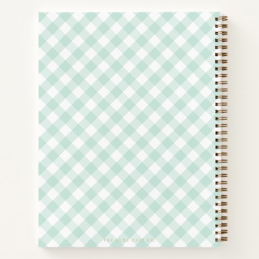 Elegant Sage Gingham Koppels Blank Cocktail Recept Notitieboek (Achterkant)