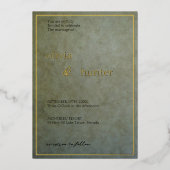 Elegant Sage Gold Bruiloft Folie Uitnodiging (Voorkant)